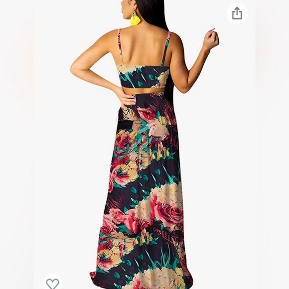 Chiffon boho floral printed two piece maxi dress, boho dress, Hawaii outfit - Picture 2 of 3